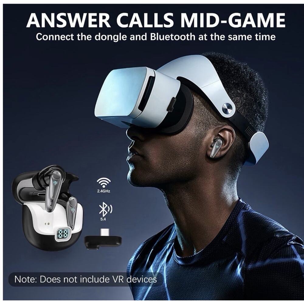 Wireless In-Ear Earbuds (Double) Bluetooth 2.4GHz USB-C Dongle ANC Mic - Picture 3 of 7